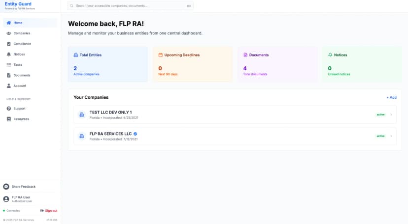 Multi-Entity Dashboard Screenshot