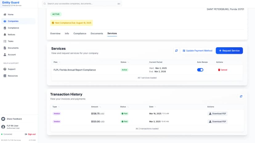 Entity-Specific Billing Screenshot