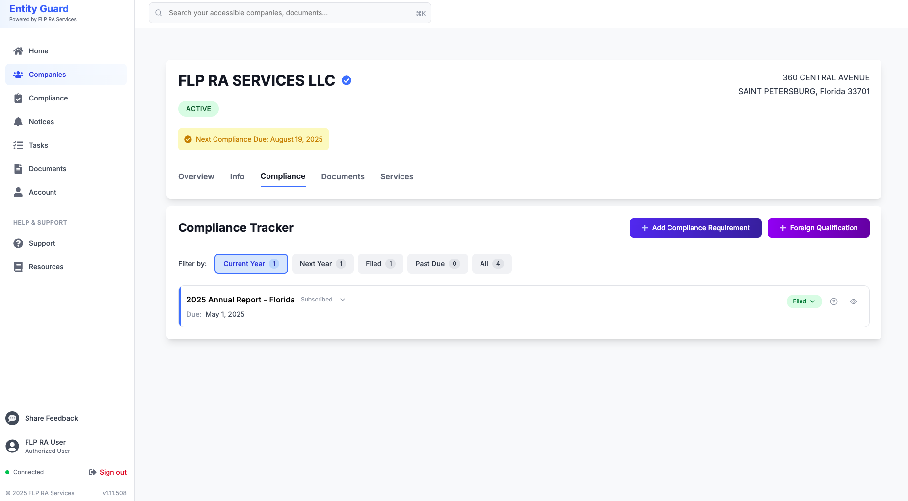 Smart Compliance Calendar Screenshot